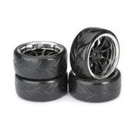 ABSIMA WHEEL SET DRIFT LP " COMB / PROFILE A" BLACK/CHROME 1:10 (4 PCS) 2510040